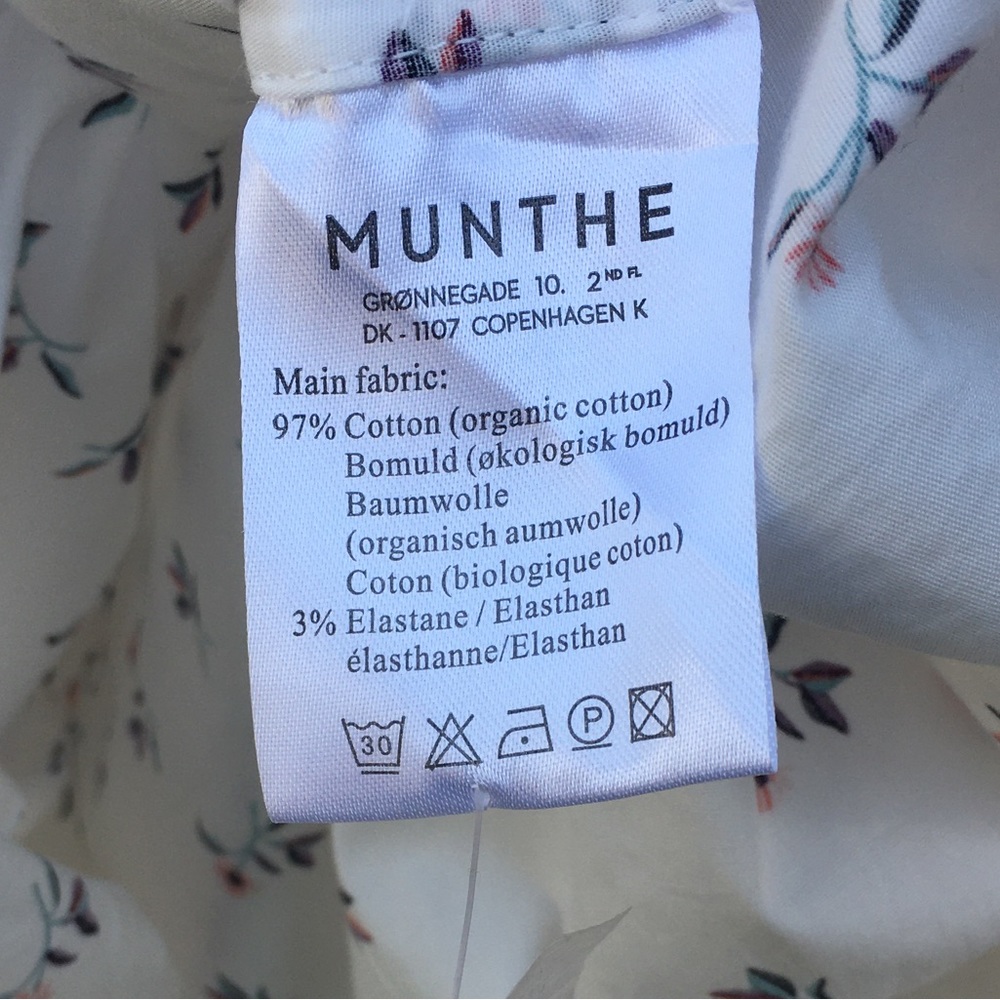 New Munthe Patrina Floral Long Sleeve Stretch Organic Cotton Shirtdress White 36 - Picture 15 of 16